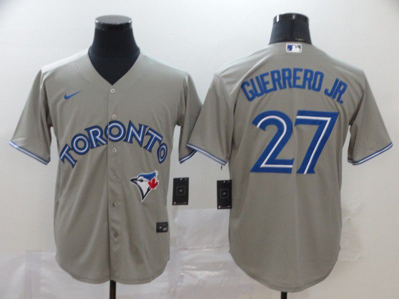 Men Toronto Blue Jays #27 Guerrero jr Grey Game MLB Jerseys